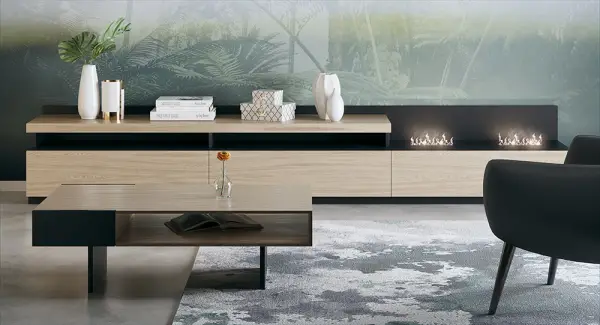 Mueble tv con chimenea eléctrica Arquitect Palermo by Bodonni