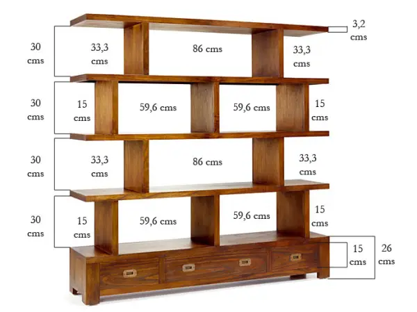 Librería Separador Irregular 3 Cajones
