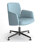 Silla direccional con respaldo bajo tapizada y base de aluminio pulida 5 ruedas Silla direccional con respaldo bajo tapizada y base de aluminio pulida 5 ruedas