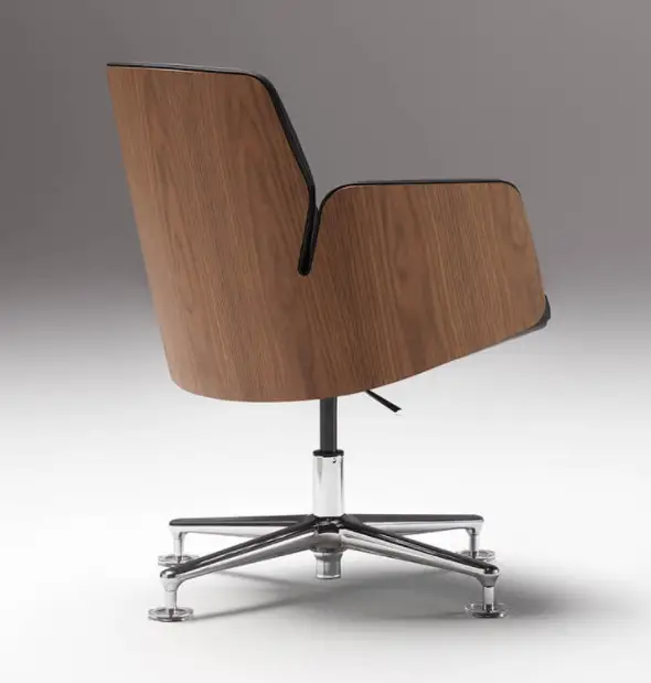 Silla oficina con respaldo bajo con respaldo en madera