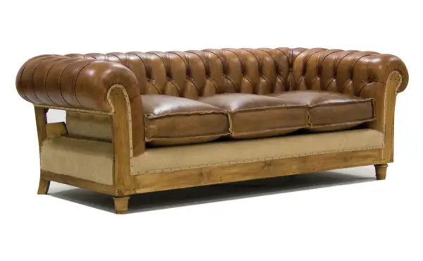 Sofá 3 plazas marrón claro chesterfield Chesire