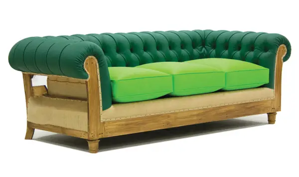 Sofá 3 plazas verde chesterfield Chesire