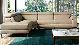 Sofá con chaise longue piel y acero Apulia Sofá con chaise longue piel y acero Apulia