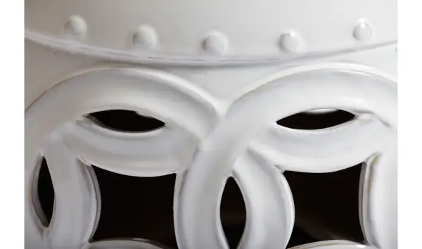 Taburete cerámico bajo blanco