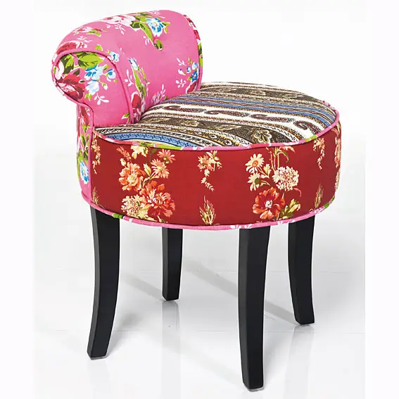 Set 2 Taburetes Vintage Pequeños Patchwork