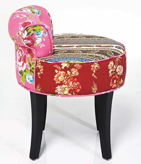 Set 2 Taburetes Vintage Pequeños Patchwork