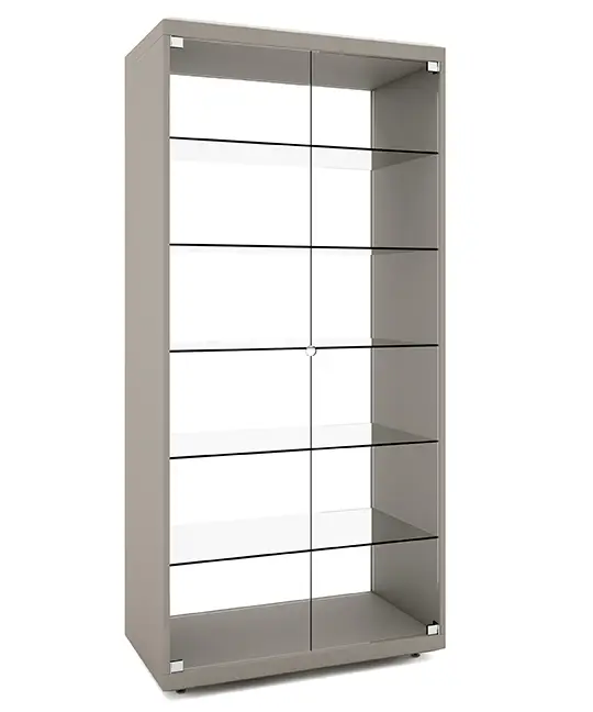 Vitrina de roble con trasera y 2 puertas de cristal