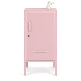 Mesita de noche Cambridge rosa pastel de acero con estantes ajustables Mesita de noche Cambridge rosa pastel de acero con estantes ajustables