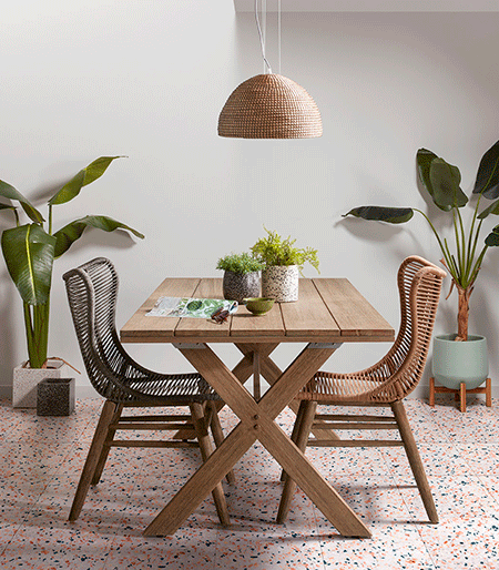 Comedor eucalipto patina gris Brilian