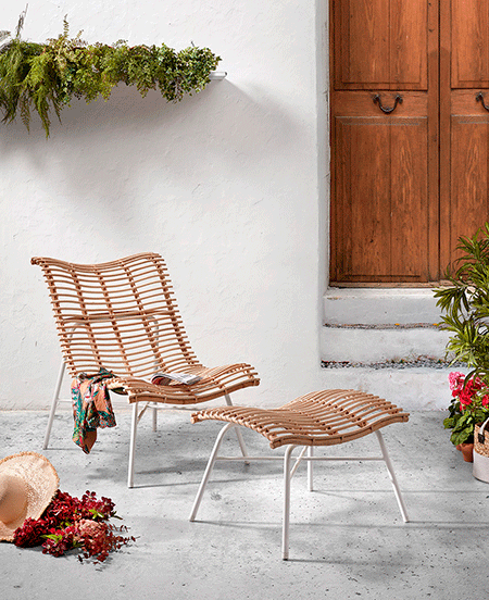 Butaca con reposapiés de jardín Croley