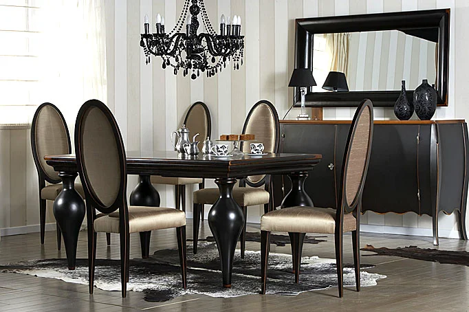 Pack Comedor Colonial Negro Riviera
