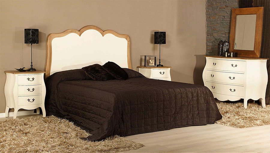 Dormitorio Louis en roble y blanco roto