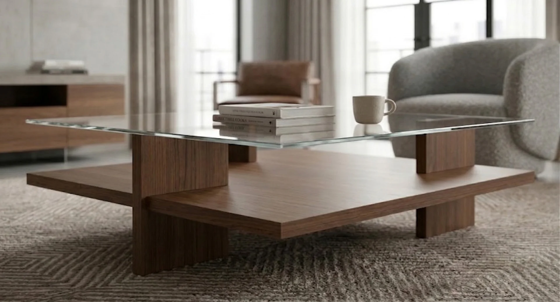 Mesa de centro con tapa de cristal New Jersey