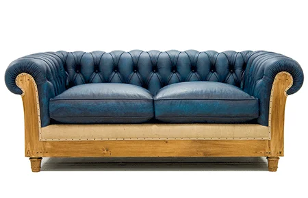 Muebles. Sofá de 2 plazas azul chesterfield Chesire
