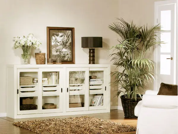 Vitrina Sencilla con Cajones en blanco