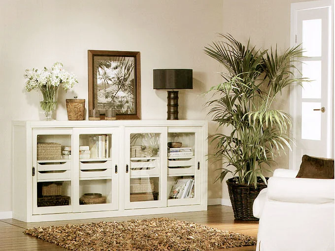 Vitrina Sencilla con Cajones en blanco