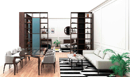 Librería 3 módulos con puerta moderno Eleganzza