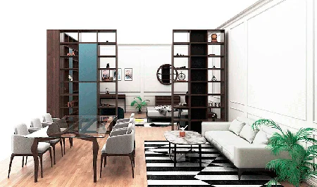 Librería 3 módulos con puerta moderno Eleganzza