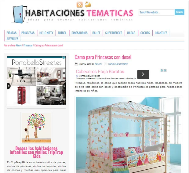 Cama para princesas con dosel en habitacionestematicas.com