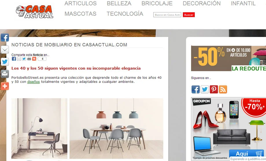 Los 40 y 50 siguen vigentes con Portobello en casaactual.com