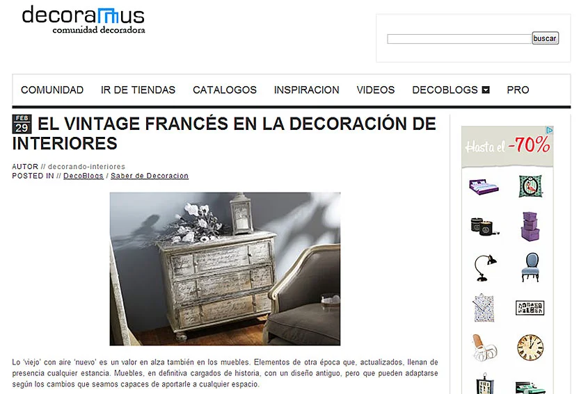 El Vintage Francés en la decoración de interiores en decoramus.com