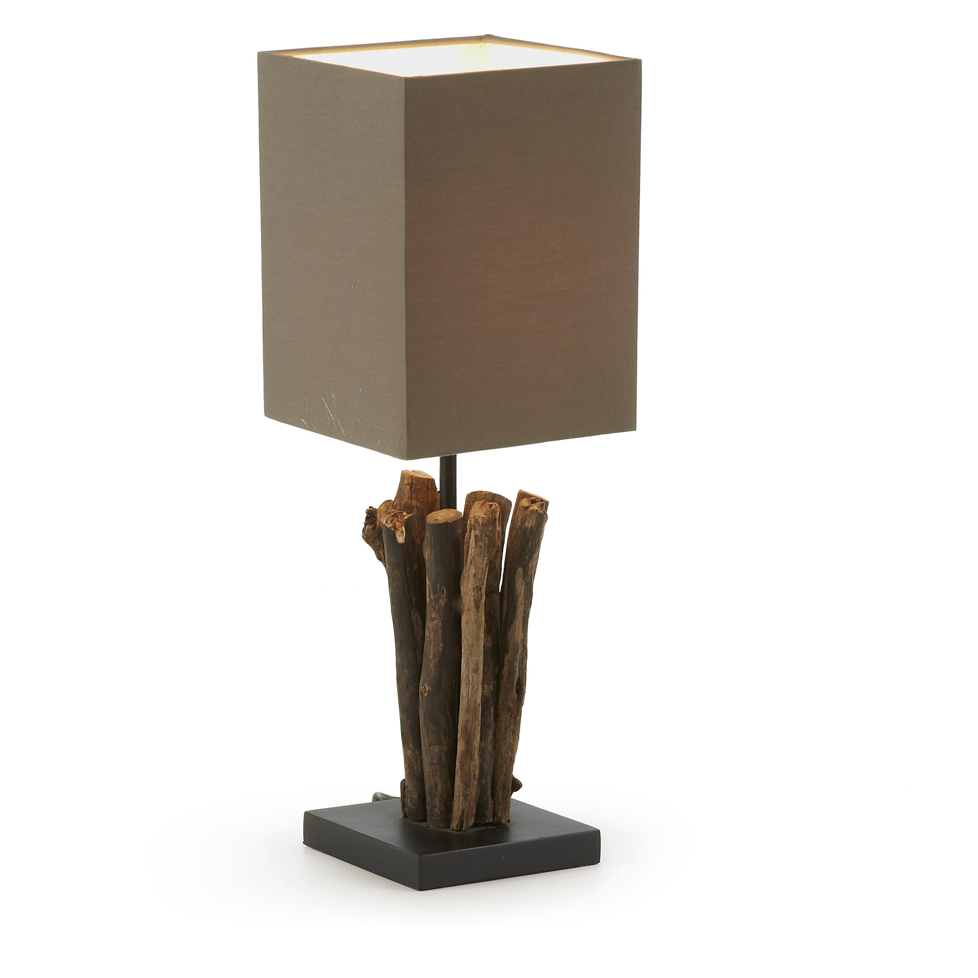 LAMPARA DE MESA ANTARES MADERA TROPICAL PANTALLA MARRON FN10