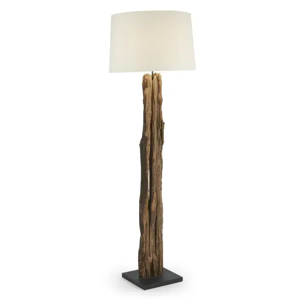 LLEWOP Lampara De Pie Madera Tropical Pantalla Blanca