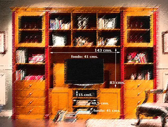 Croquis Librería Modular de Salón Levante