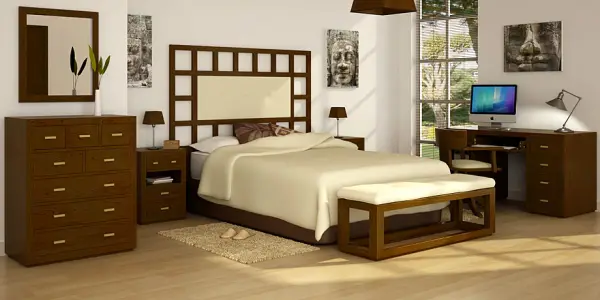 Dormitorio Manhattan color nogal tapizado