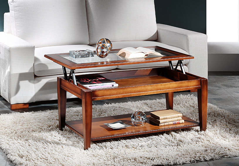 Mesa de centro elevable cristal