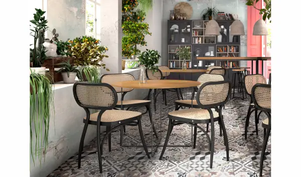 Mesa de comedor redonda industrial Loft Natur