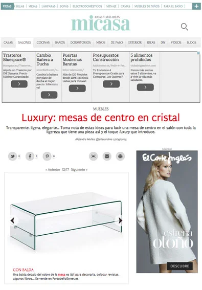 Mesa de centro en cristal con Portobello