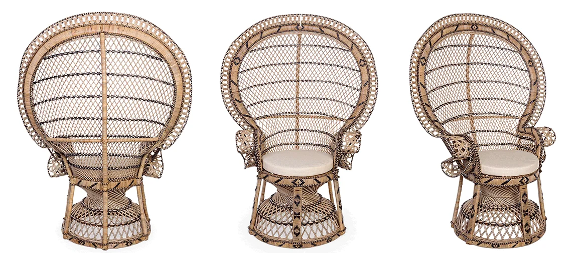 Butaca de ratan Pavone, similar a la silla Emmanuelle, de la famosa pelicula de los 70.