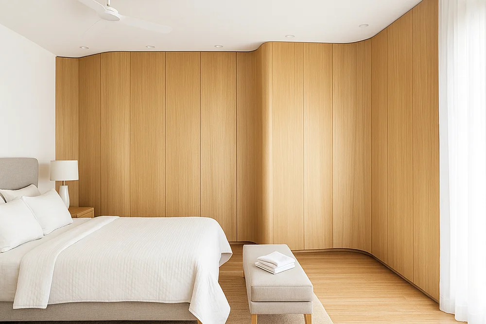 Vestidor a medida con puertas curvas: diseño a medida en Madrid